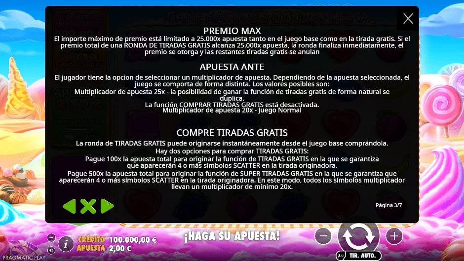 Premio máximo, apuesta ante y compras de bono